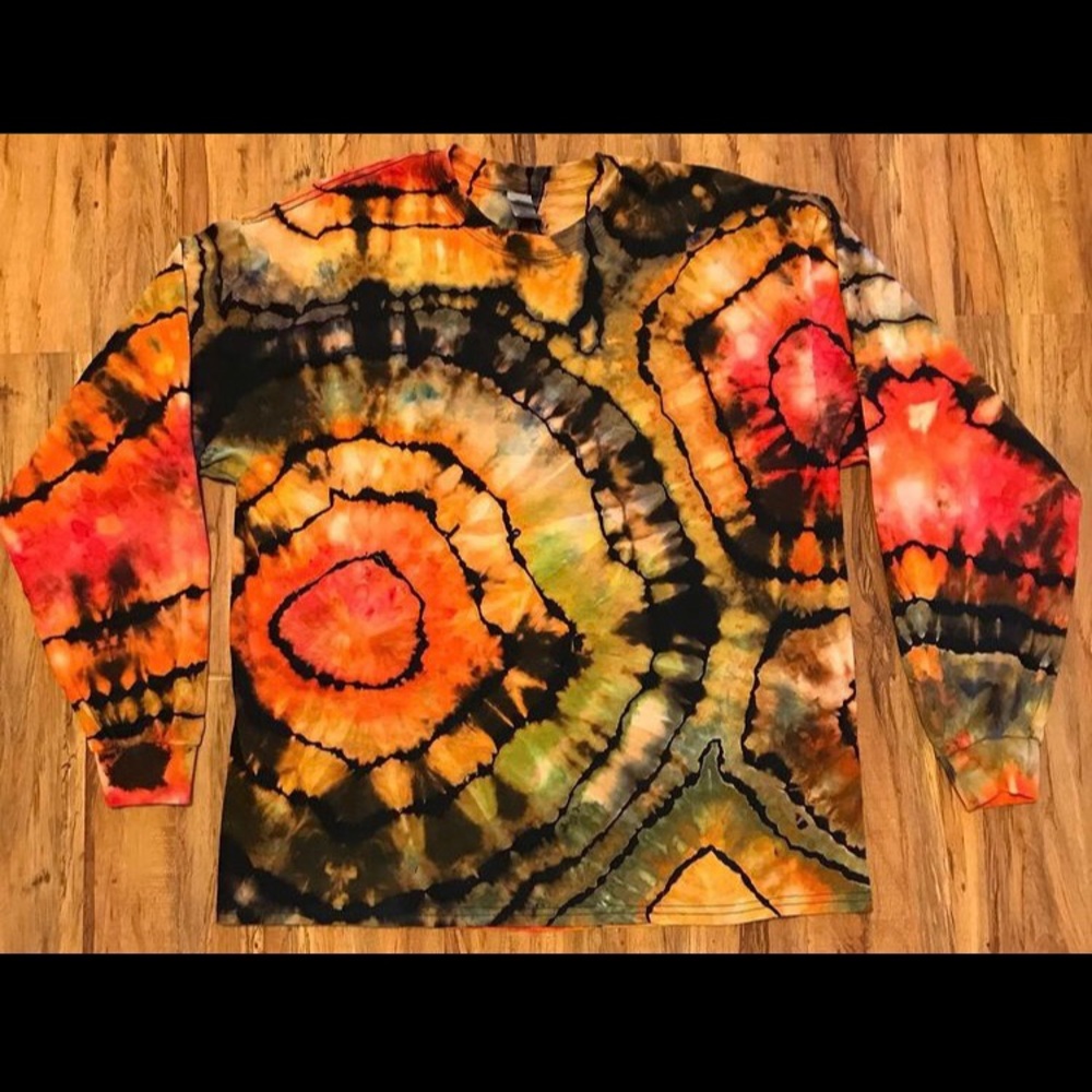 Earth Tones Geode Ice Dyed Shirt LS Reverse Dye